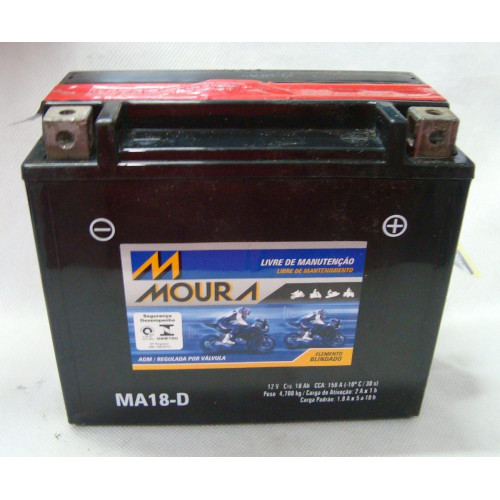 Bateria Moura Moto /jet-ski 18Ah 12v -MA18D  - Selada (Ref. Yuasa: ytx 20l - BS)